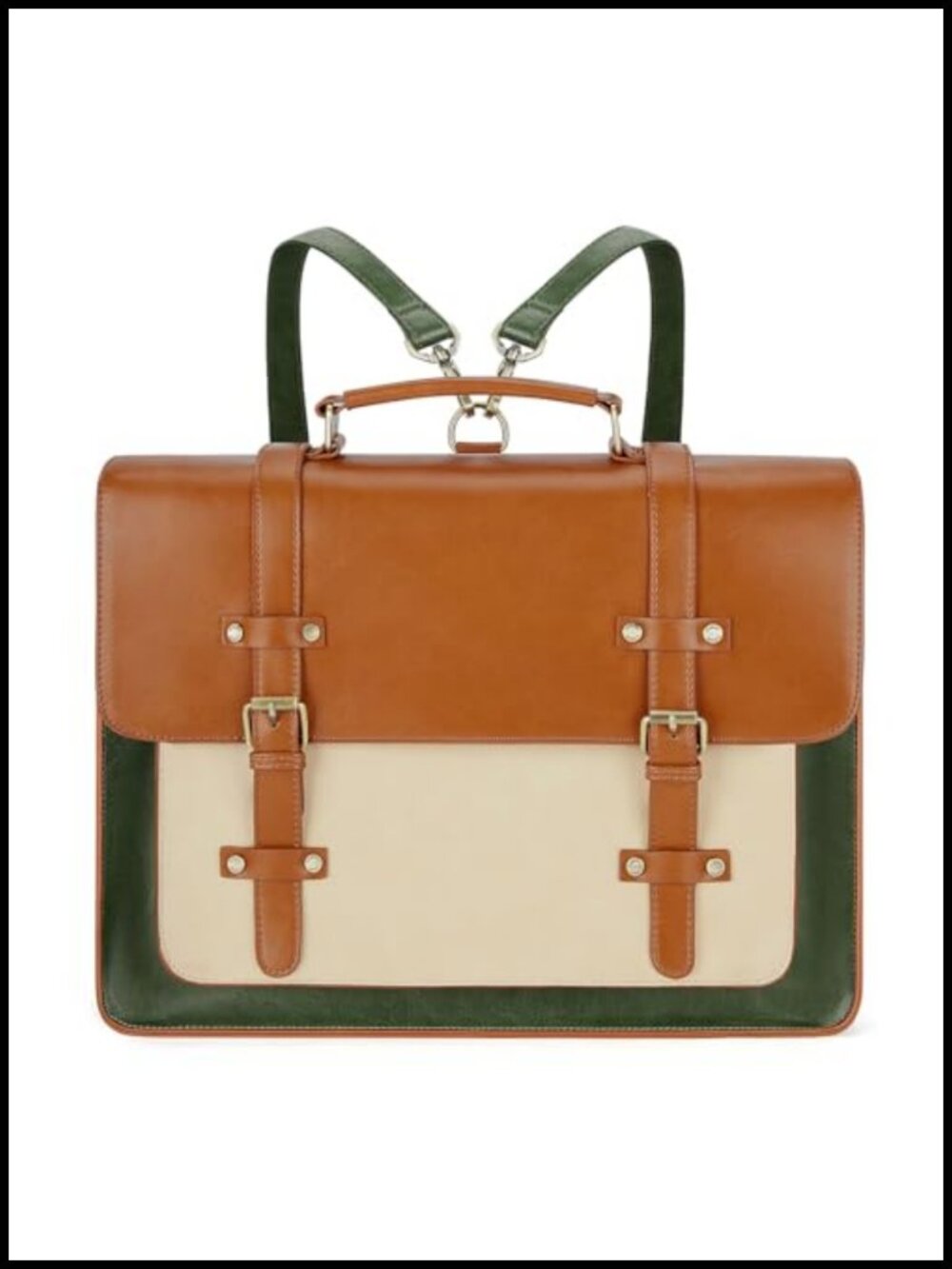 Vegan Leather Laptop Briefcase Convertible Backpack Shoulder Bag
